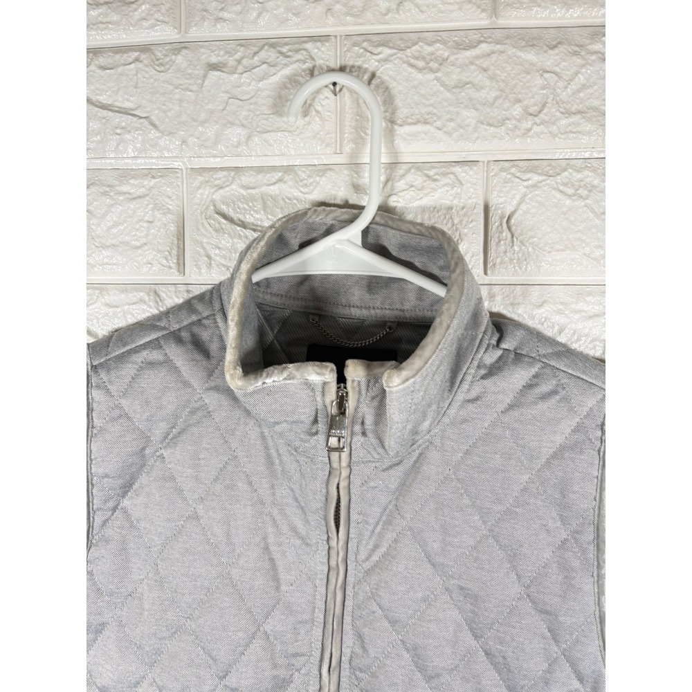 Banana Republic Womens Quilted Vest Size Small Gray Full Zip‎ Pockets Tie Sides - Picture 2 of 9